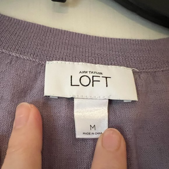 Loft Lilac 69% Wool Long Sleeve Cardigan Sweater - Medium - Picture 4 of 6